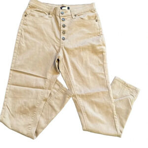 Venus High Waist Skinny Button Front Pants Size 6 Tan Color Back Seams